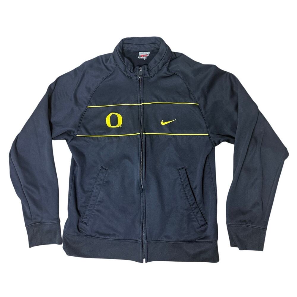 Retro Nike Team Oregon Ducks Black Zip Up Track Jacket Men's Small NCAA